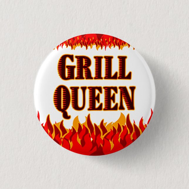 Grill Queen Funny BBQ Saying 1 Inch Round Button (Front)