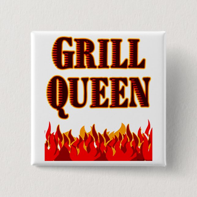 Grill Queen Funny BBQ Saying 2 Inch Square Button (Front)