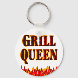 Grill Queen Funny BBQ Saying Keychain