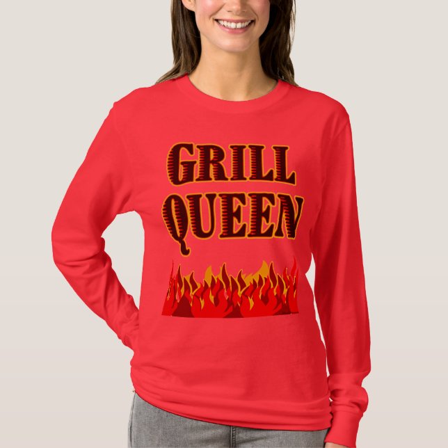 Grill Queen Funny BBQ Saying T-shirt (Front)