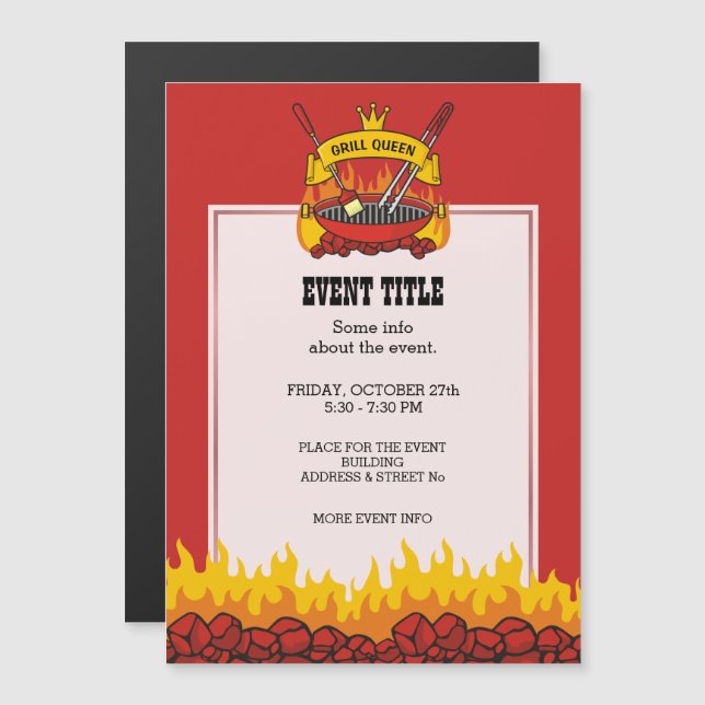 Grill Queen Magnetic Invitation (Front/Back)