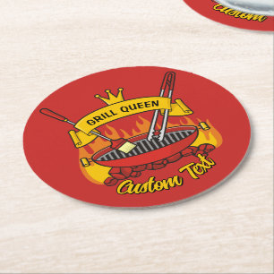 Grill Queen Round Paper Coaster