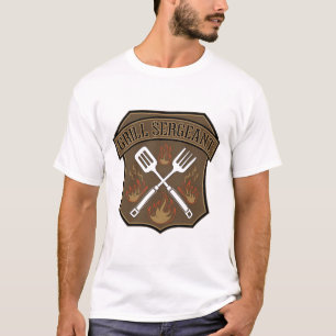 Grill Sergeant Badge Design with Spatula and Fork T-Shirt