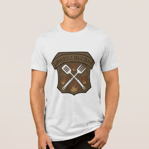 Grill Sergeant Badge Design with Spatula and Fork Tri-Blend Shirt