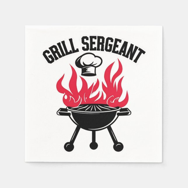 Grill Sergeant BBQ Dad Funny Party Napkin (Front)