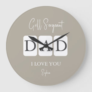 Grill Sergeant Dad I Love You Name Customized Large Clock