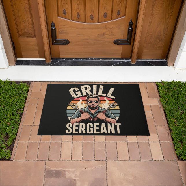 Grill Sergeant Fathers Day BBQ Dad Gift Doormat (Outdoor)