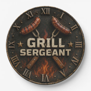 Grill Sergeant Funny BBQ Grill Master Barbecue Paper Plate