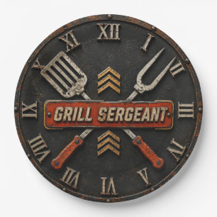 Grill Sergeant Funny BBQ Grill Master Man Cave Paper Plate