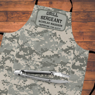 Grill Sergeant Reporting for Duty Military Themed  Apron