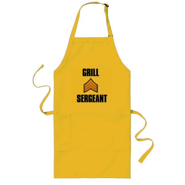 Grill Sergeant summer bbq grilling cookout design Long Apron (Front)