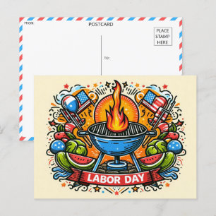Grill & Thrill Labour Day Celebration Postcard