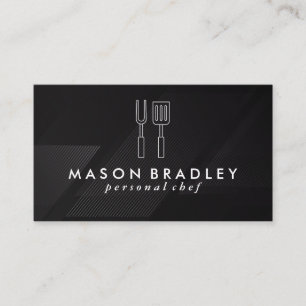Grill Tools   Black Lines Background Business Card