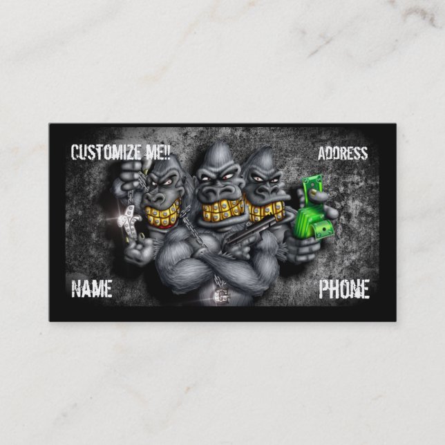GRILLAZ Customizable Gorillas Business Card (Front)