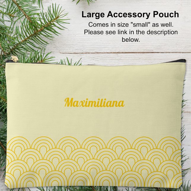 Grille à arches jaunes Grand sac d'accessoires (Large Accessory Pouch - Yellow Arches Glam by Leapfroglisics Shop)