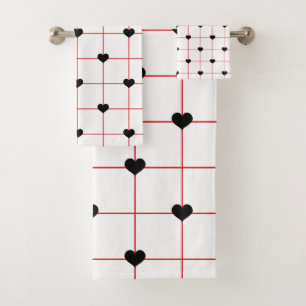 Grille de cœurs noirs avec lignes rouges