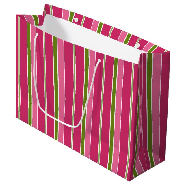 Grille de Noël rose vert Grand sac cadeau (Devant Angle)