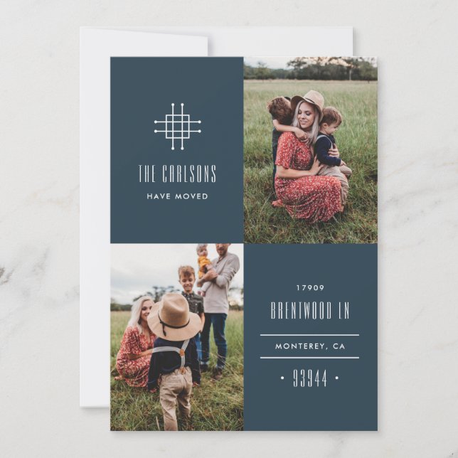 Grille Moving Faire-part - Bleu (Devant)