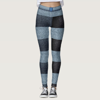 Grille noire et bleue Denim Leggings