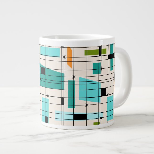 Grille rétro et éclats de démarrage Jumbo Mug (Devant droit)