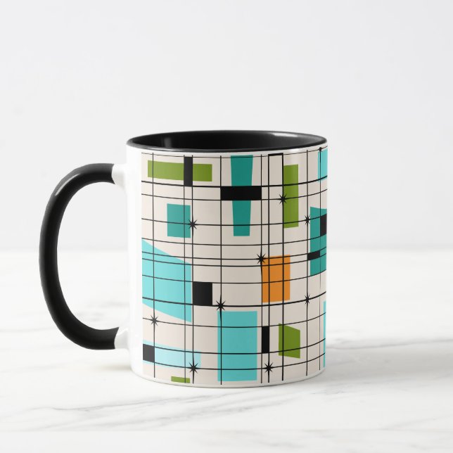 Grille rétro et Starburts Ringer Mug (Gauche)