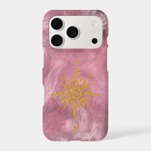 Grille rose pastel, soleil doré