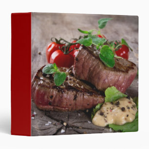 Grilled bbq steaks with fresh herbs and tomatoes binder