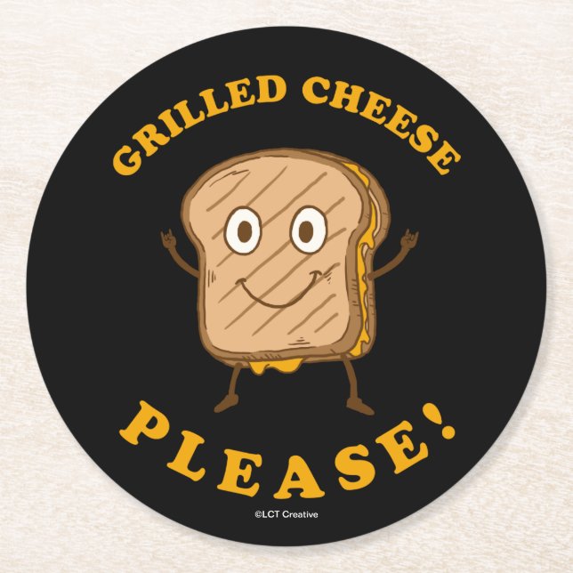 Grilled Cheese Please Round Paper Coaster (Front)