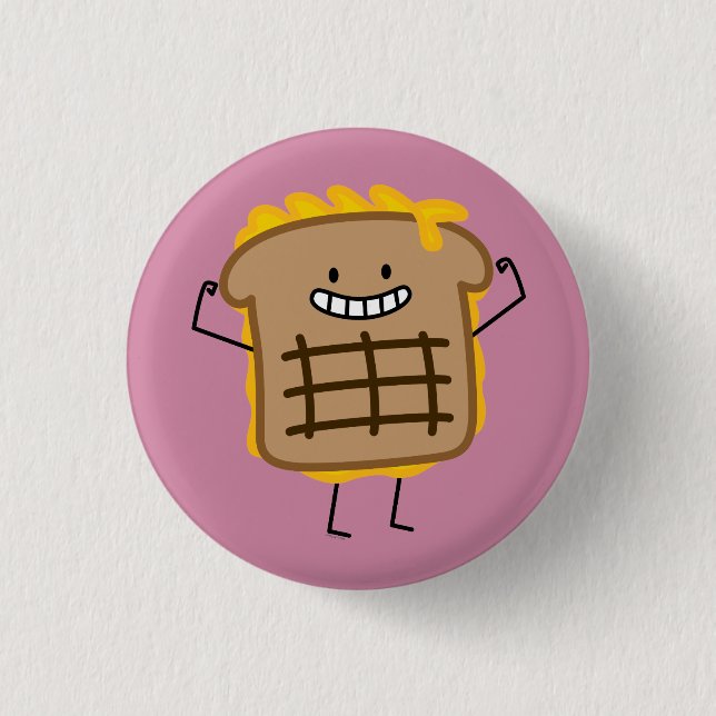 Grilled Cheese Sandwich Cheddar Toasted Bread 1 Inch Round Button (Front)