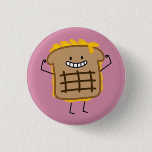 Grilled Cheese Sandwich Cheddar Toasted Bread 1 Inch Round Button