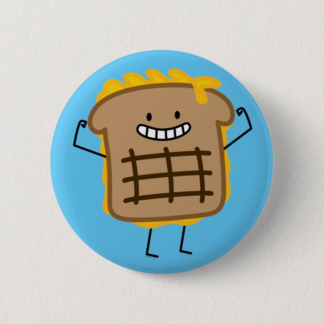 Grilled Cheese Sandwich Cheddar Toasted Bread 2 Inch Round Button (Front)