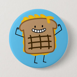 Grilled Cheese Sandwich Cheddar Toasted Bread 3 Inch Round Button