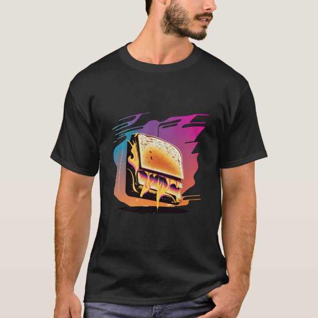 Grilled Cheese Synthwave 80s Retrowave Aesthetic T-Shirt (Front)
