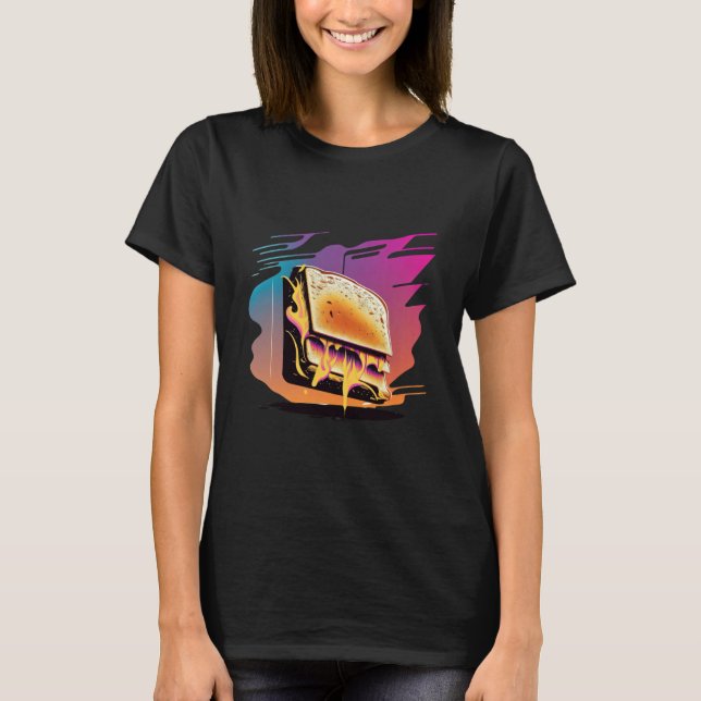 Grilled Cheese Synthwave 80s Retrowave Aesthetic T-Shirt (Front)