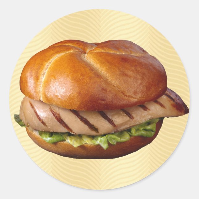 Grilled Chicken Sandwich Classic Round Sticker (Front)