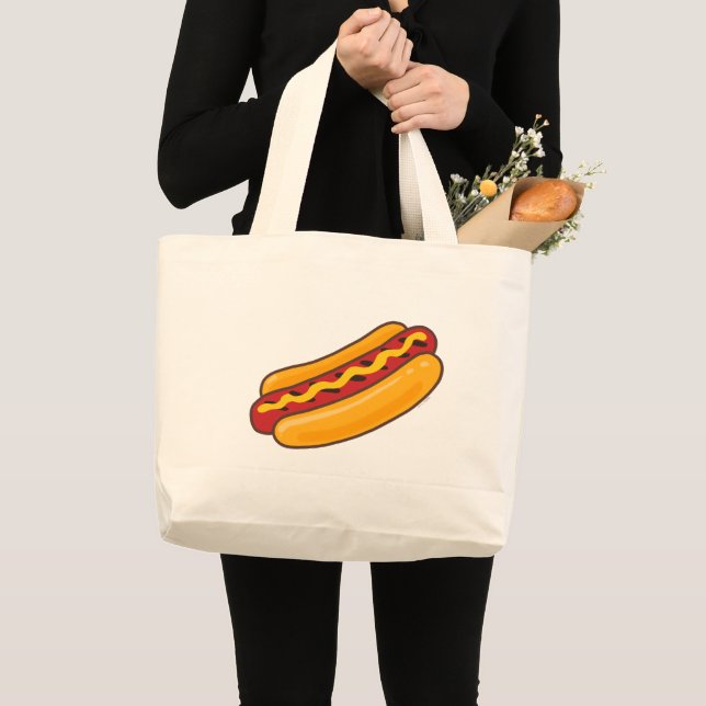 Grilled Hot Dog Large Tote Bag (Front (Product))