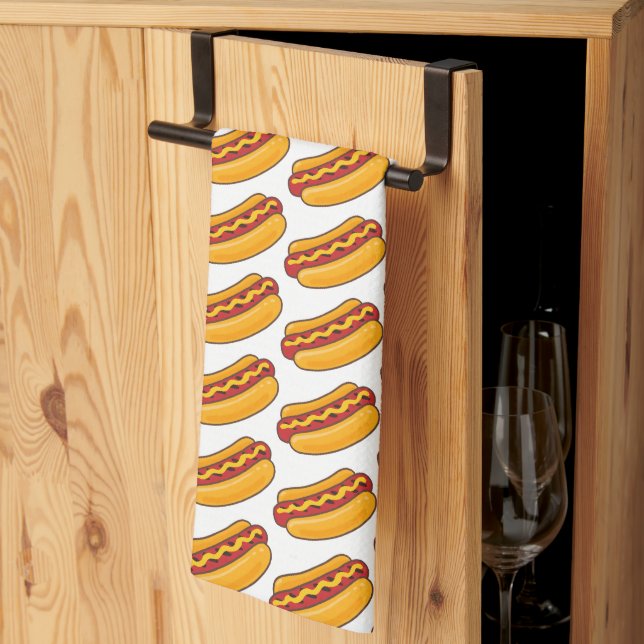 Grilled Hot Dog Pattern Kitchen Towel (Thirds Fold)