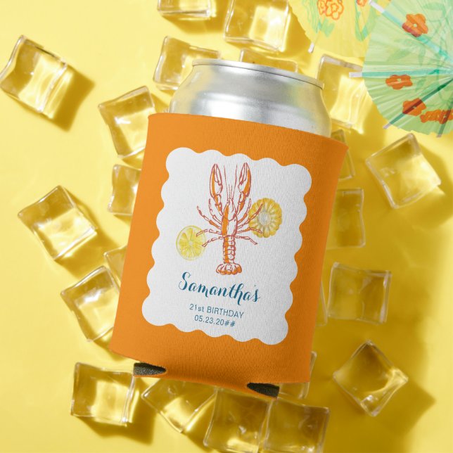 Grilled Lobster Tails BBQ Seafood Summer Birthday Can Cooler (In Situ Summer)