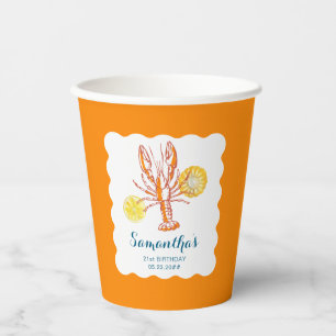 Grilled Lobster Tails BBQ Seafood Summer Birthday Paper Cups