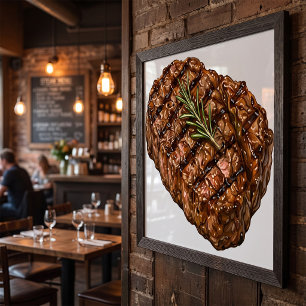 Grilled Ribeye Steak BBQ Meat Illustration Poster