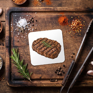 Grilled Ribeye Steak BBQ Meat Illustration Square Sticker
