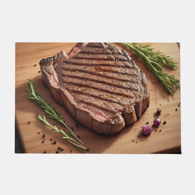 Grilled Ribeye Steak Rosemary Doormat (Front)
