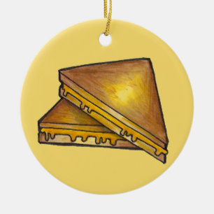 Grilled Toasted Cheddar Cheese Sandwich Toastie Ceramic Ornament