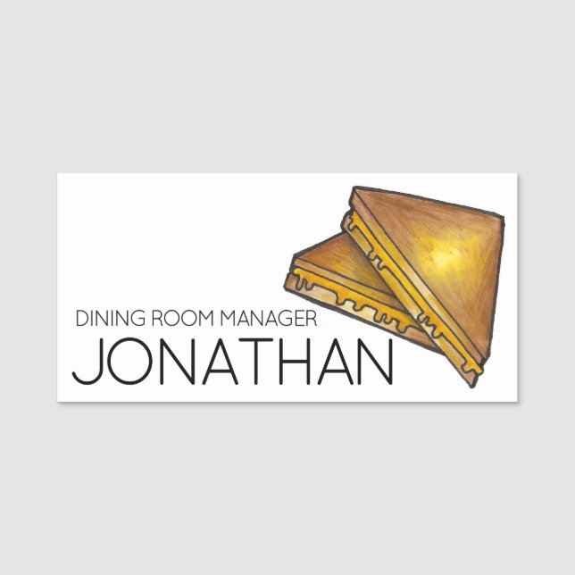 Grilled Toasted Cheese Sandwich Diner Restaurant Name Tag (Front)
