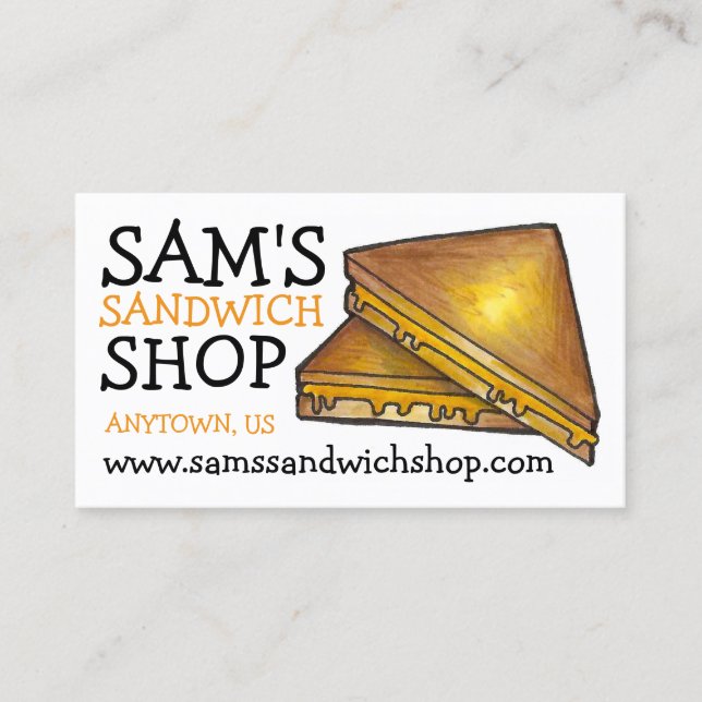 Grilled Toasted Cheese Sandwich Food Chef Diner Business Card (Front)