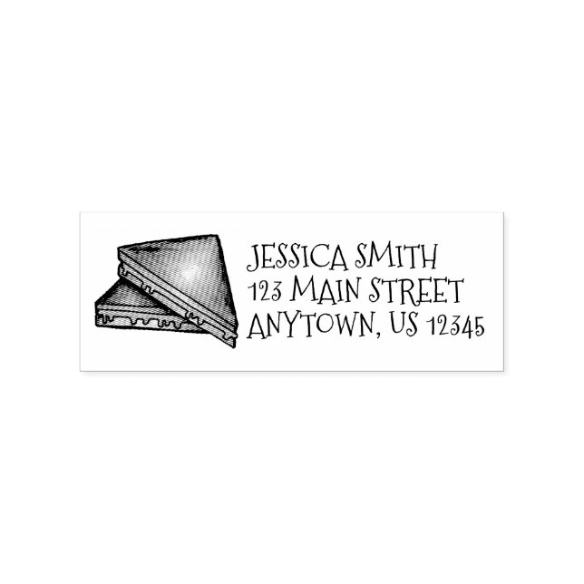 Grilled Toasted Cheese Sandwich Lunch Address Rubber Stamp (Imprint)