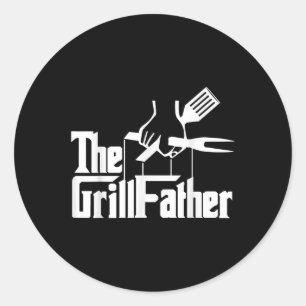 Grillfather Barbecue Bbq Grill Master Smoker Meat Classic Round Sticker