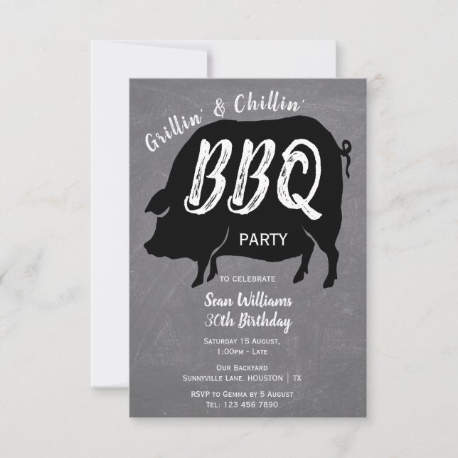 Grillin' And Chillin' BBQ Birthday Party Invitation (Front)