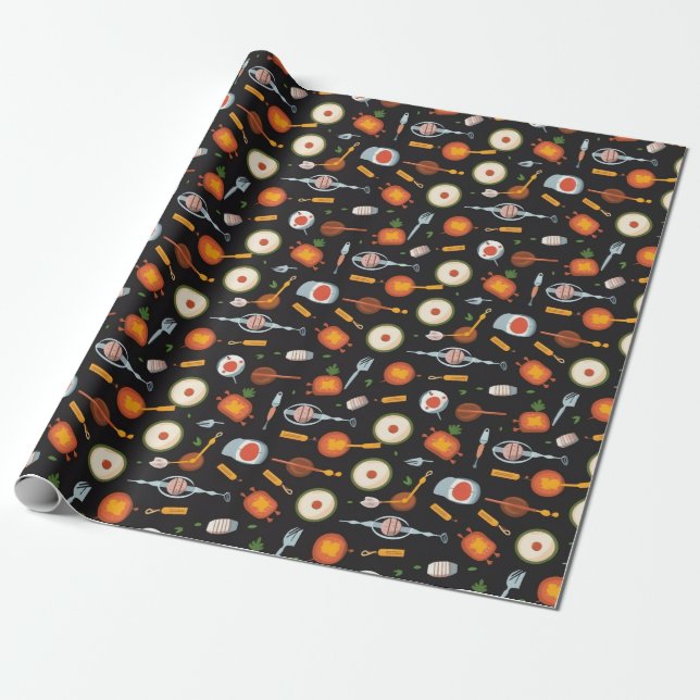 Grillin' and Chillin' Pattern Wrapping Paper (Unrolled)