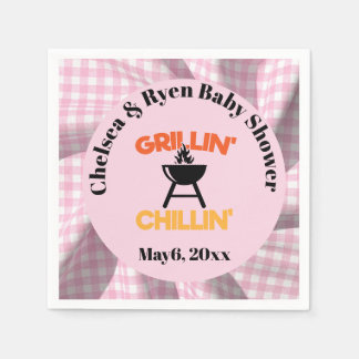 Grillin&chillin Baby q Gingham baby shower Napkin